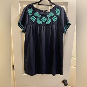 Umgee Navy Turquoise Dress